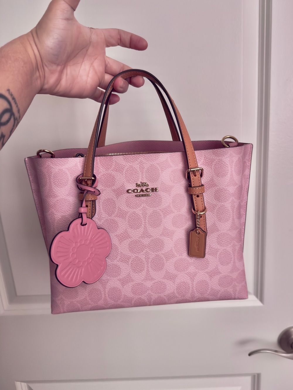 Coach powder pink mollie 25 tote bag